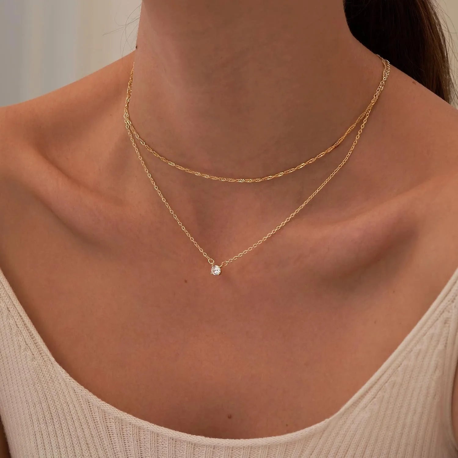 Diamond Necklaces for Women K Gold/Sterling Silver Choker Necklace Simple Gold Plated Jewelry for Women Gifts