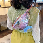 Fashion Kids Bag Sequin Fanny Pack for Girl- Coin Purse Small Belt Bag Shiny Mermaid Waist Pack Children Beach Bags
