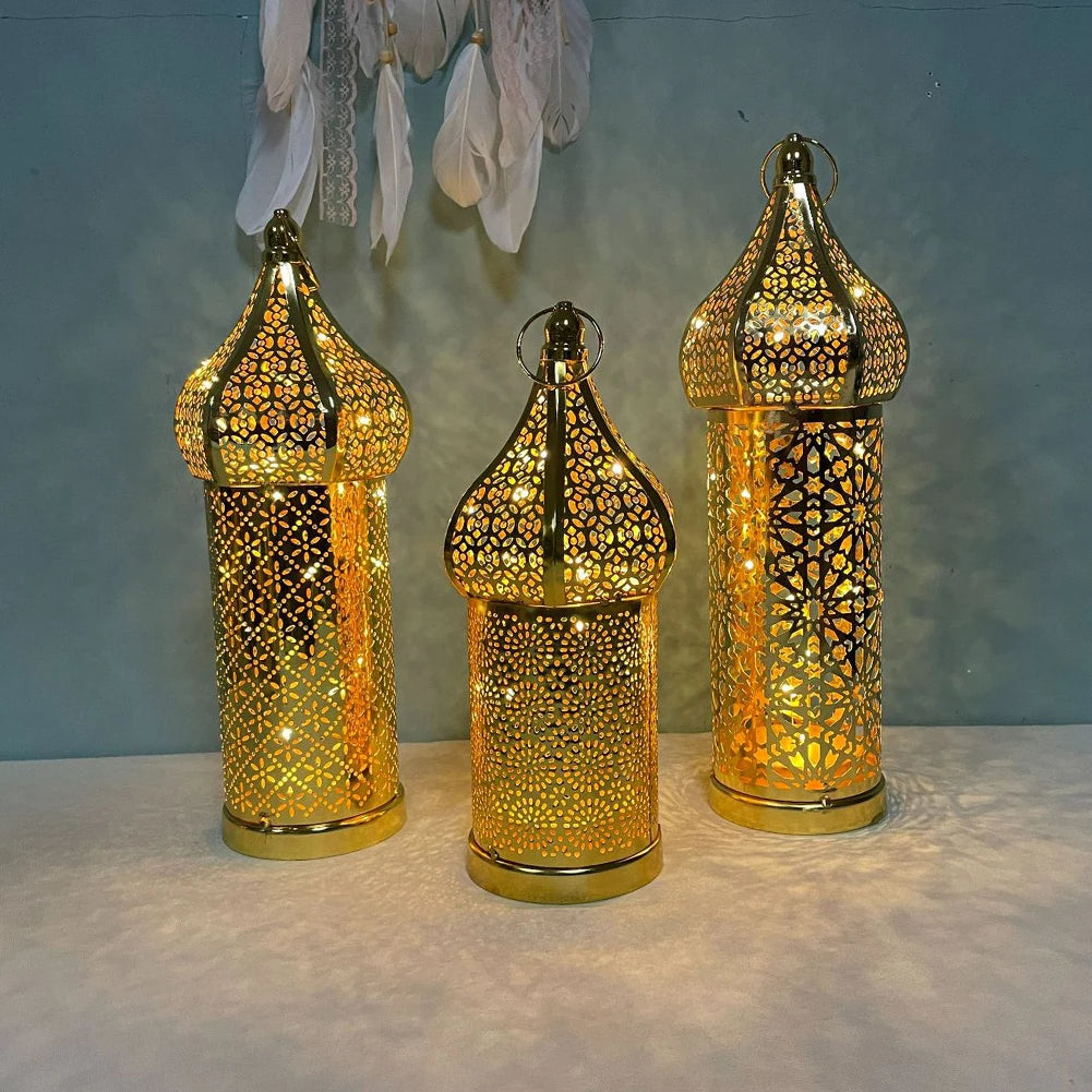 1PC Moroccan Golden Hollow Iron Lantern fro Ramadan