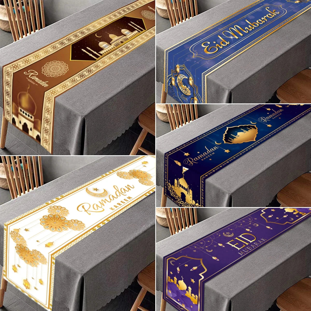 Ramadan Decor Table Runner EID Mubarak Decoration For Home Tablecloth Ramadan Kareem Islamic Muslim Party Eid Al Adha Gifts