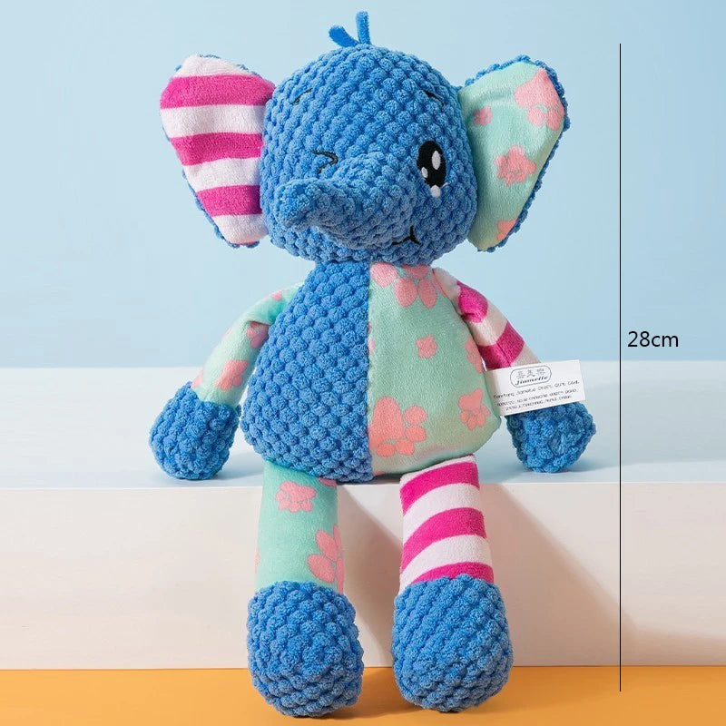 Pet Plush Toy Cat Dog Puzzle Toy Cute Animals Bite Resistant Interactive Squeaky Pet Dog Teeth Cleaning Chew Toy