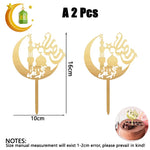 Ramadan Eid Mubarak Gold Acrylic Cake Topper Set Muslim Ramadan Holiday Party Cake Decorations Party Home Decoration