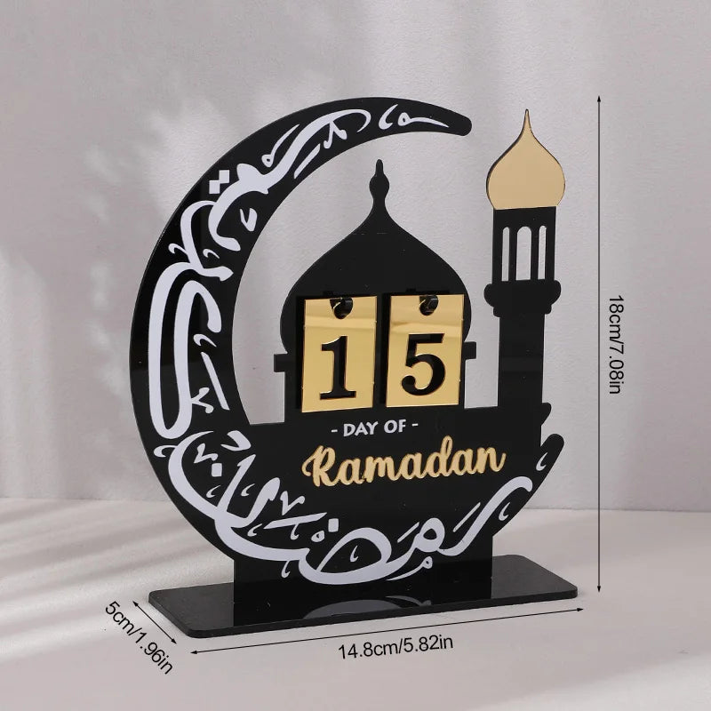 Acrylic Ramadan Countdown Calendar Gifts Day of Ramadan Calendar with Replacing Number 2026 Eid Mubarak Home Decoration Ornament