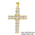 Religious Talisman Jewelry Accessories Handmade 18K Real Gold Plated Cz Paved Catholic Christian Cross
