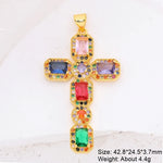 Religious Talisman Jewelry Accessories Handmade 18K Real Gold Plated Cz Paved Catholic Christian Cross