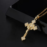 Jesus Cross Necklace for Women Men Retro Copper Zircon Colorful Cross Virgin Mary Pendants Jewelry