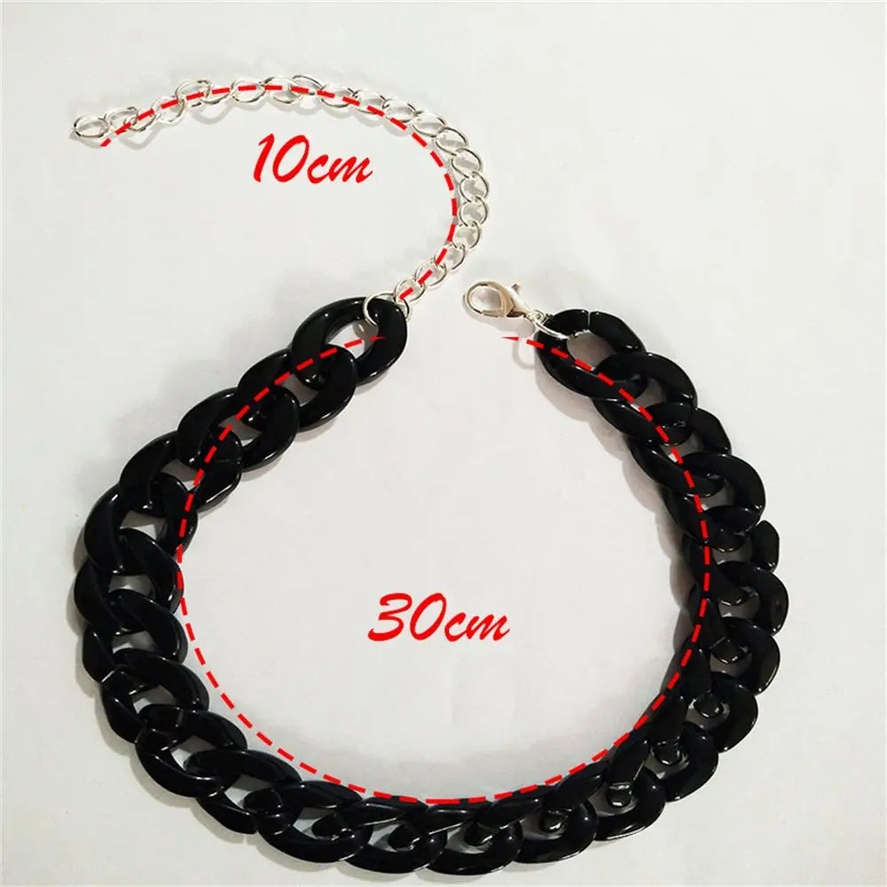 Women's Neck Chain Fashion Colorful Acrylic Thick Necklace For Women Men Bohemian Plastic Choker Collar Jewelry Gifts