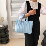 Ladies Tote Bags Large Capacity Cotton Padded Bag Solid Color.