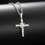 Cross Pendant Necklace For Women Iced Out Crystal Silver Plated Chain Collar Choker Necklace.
