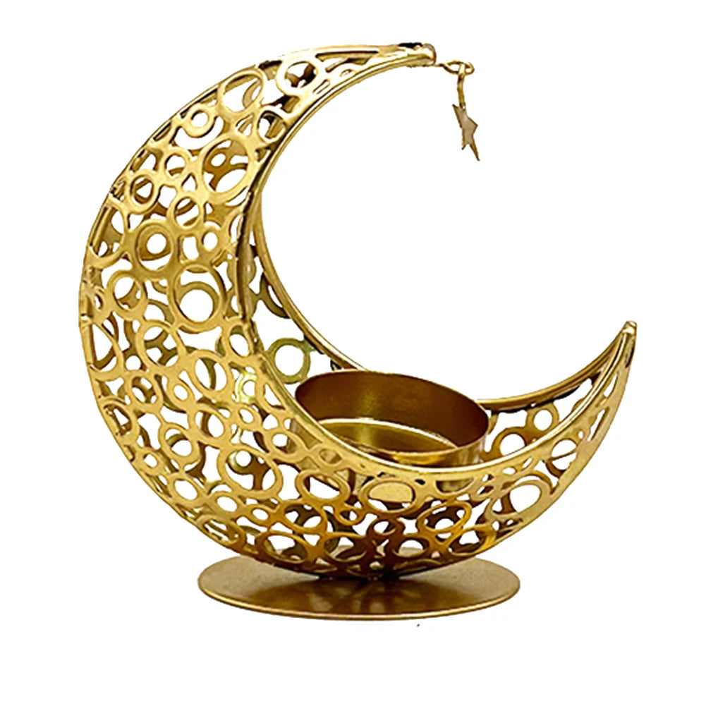 Eid Mubarak Candle Holder Metal Moon Candle Holder Home Islamic Muslim Party Decor Ramadan Tea Light Holder Ramadan Candle Stand