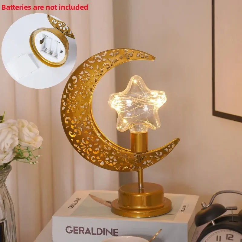 Ramadan Moon Led Light 2026 Eid Mubarak Decoration Metal Lamp