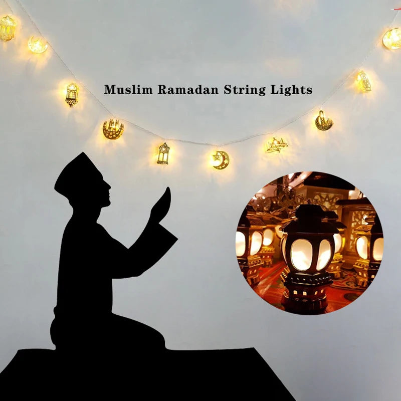 Ramadan Decoration Star Moon String Lights Eid Mubarak Tabletop