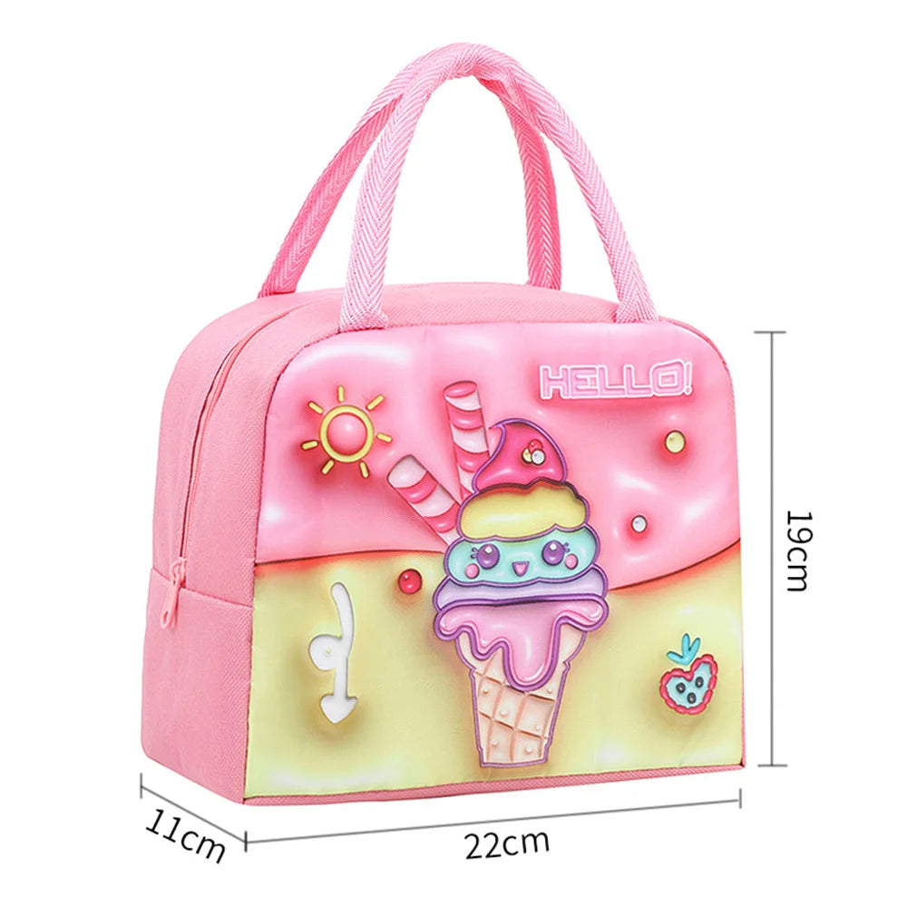 Kids Lunch Bag For School Portable Thermal Bag Children Cartoon Insulated Lunch Bag.