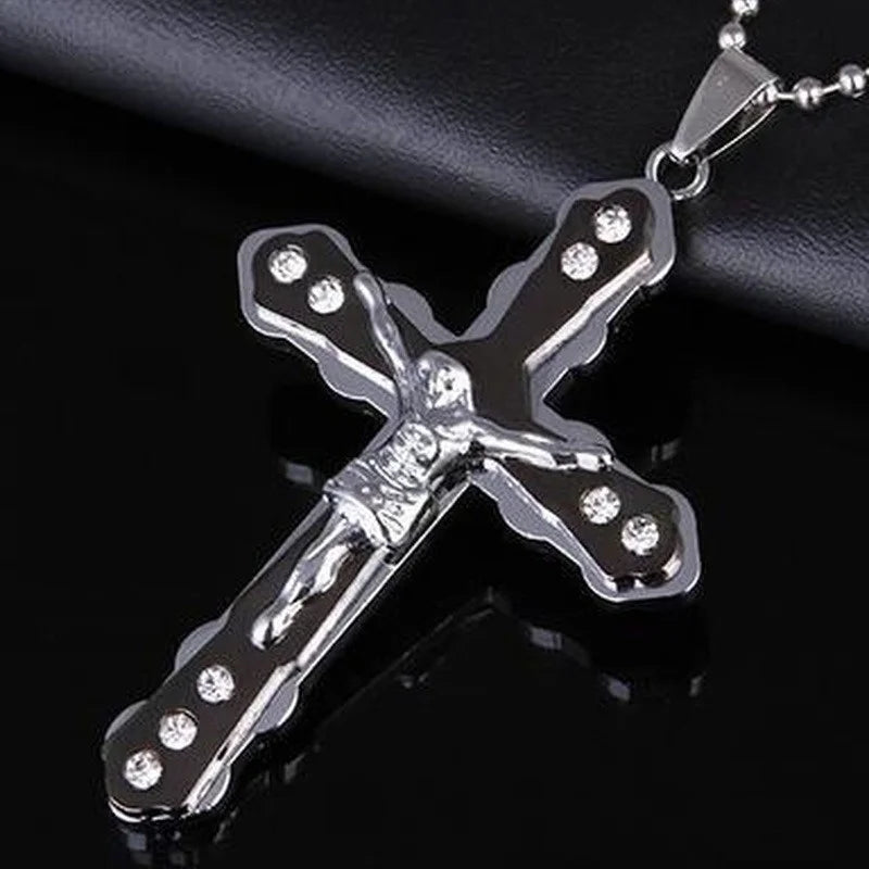 Fashion Jesus Cross Necklace Religious Faith Cross Jesus Jewelry Mens and Women's Necklace