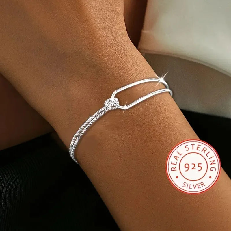 S925 Silver Minimalist Geometric Collage Bracelet Women's Jewelry Exquisite and Elegant for Birthday and Christmas Gifts