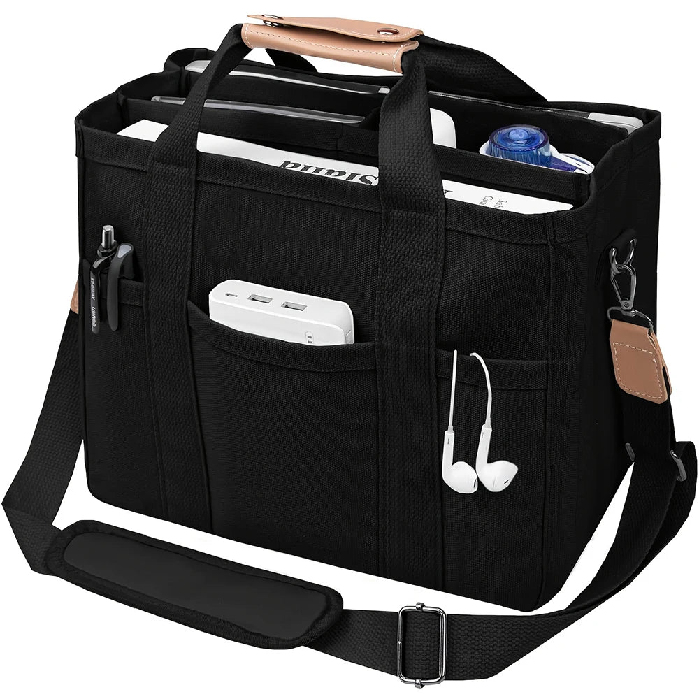 Women’s Canvas Tote Bag with Multiple Pockets, Large Capacity Shoulder Messenger Bag.