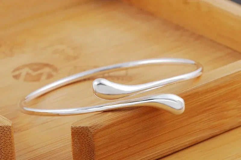 Charm 925 Sterling Silver Bracelets for Women fine Water droplets bangles lady Fashion Wedding Party Jewelry