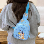 Bingo Friends Children's Bag Cute Bluey Family kids Chest Bag Kindergarten Cartoon Light Crossbody Bag.