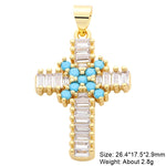 Religious Talisman Jewelry Accessories Handmade 18K Real Gold Plated Cz Paved Catholic Christian Cross