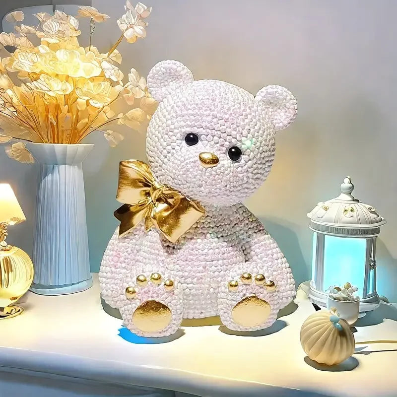 1 Piece of Creative White and Colorful Dot Bead Bear