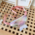 Fashion Kids Bag Sequin Fanny Pack for Girl- Coin Purse Small Belt Bag Shiny Mermaid Waist Pack Children Beach Bags