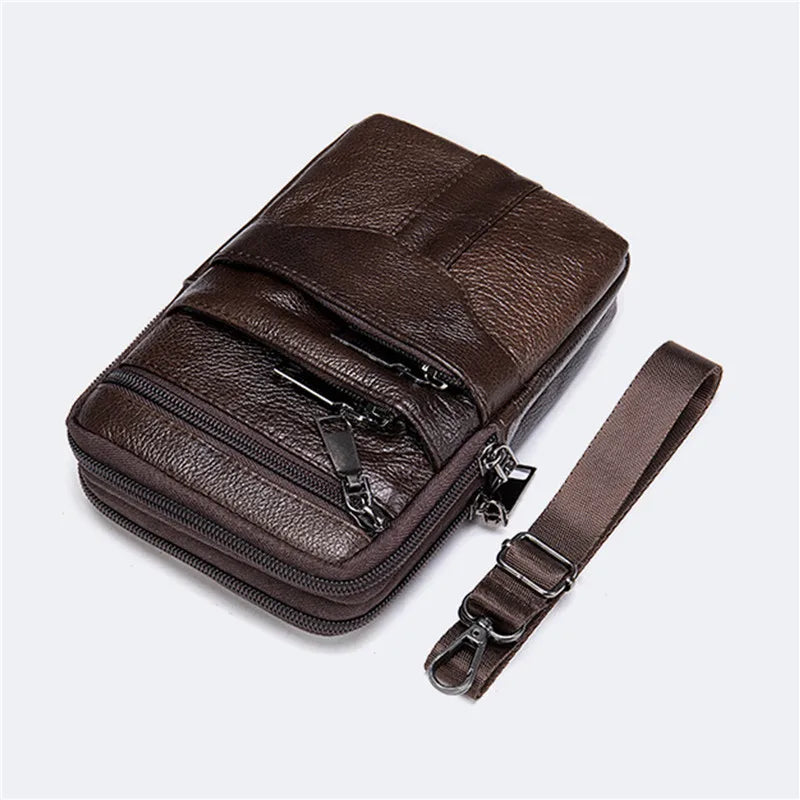 Men PU Leather Shoulder Male Fanny Pack High Quality Messenger Bags Men's Fashion Business Belt Bag Small Briefcase Waist