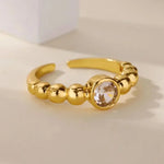 Luxury Zircon Round Rings For Women 18K Gold Plated Crystal Geometric Adjustable Ring Wedding Christmas Fashion Jewelry Gift