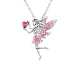 Zircon crystal cute Beautiful Fairy Pendant Necklace for Teen Girls White Gold Plated Austrian Crystal Jewelry Gifts
