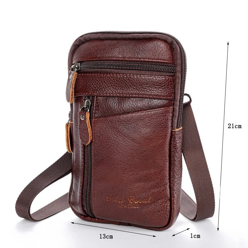Men's PU Leather Waist Packs Bolsas Phone Pouch Bags Men Handbag Bag Small Chest Shoulder Belt Bag Crossbody Leather Bags