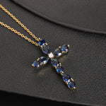Classic Bright Jewelry Cross Necklace Fashion Personality Innovative Colorful Water Drop Geometric Cross Pendant Lucky Gift
