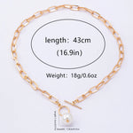 Women's Necklace Women's Simple Chain Necklace with Unique Clasp Design and Faux Pearl Pendant, Suitable for Daily Wear and Vacation Wear