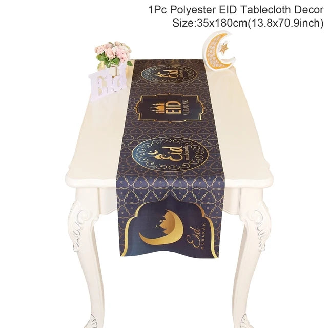 Ramadan Decor Table Runner EID Mubarak Decoration For Home Tablecloth Ramadan Kareem Islamic Muslim Party Eid Al Adha Gifts