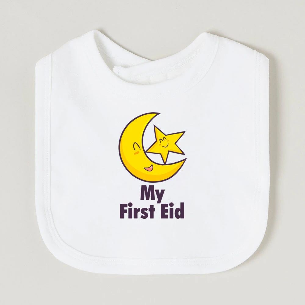 Moon Star My First Ramadan Baby Bibs Boys Girls Cotton Bib Newborn Saliva Bib Eid Mubarak Muslim Islamic Festival Keepsake Gift