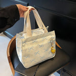 Casual Handbag with Handle Bow Print Tote Bag Lightweight Hobo Bag for Women.