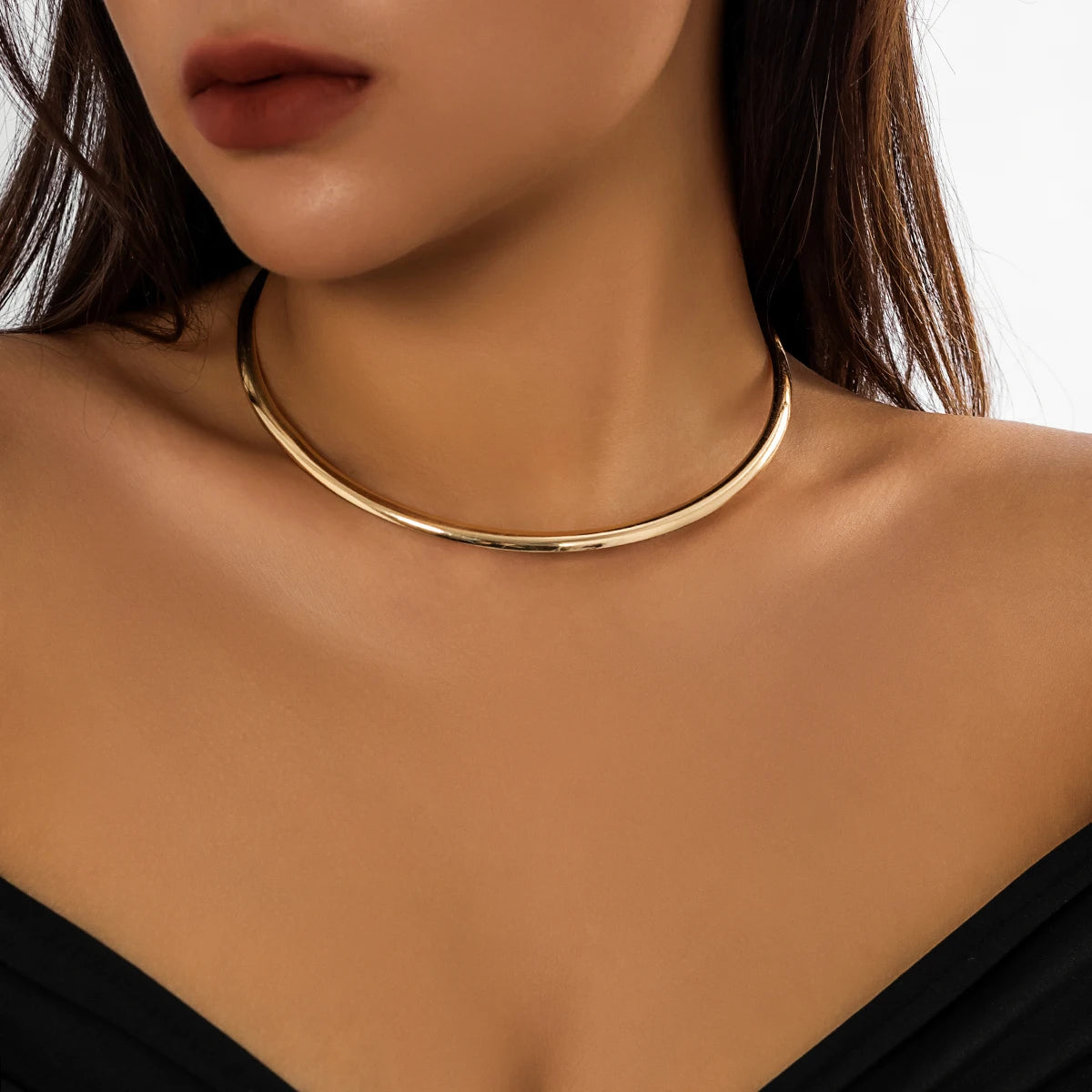 Elegant Simple Chunky Circle Torques Necklace for Women Trendy Choker Collar Fashion Jewelry on the Neck Accessories