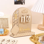Ramadan Wooden Countdown Calendar, Islamic Eid Flip Desk Calendar
