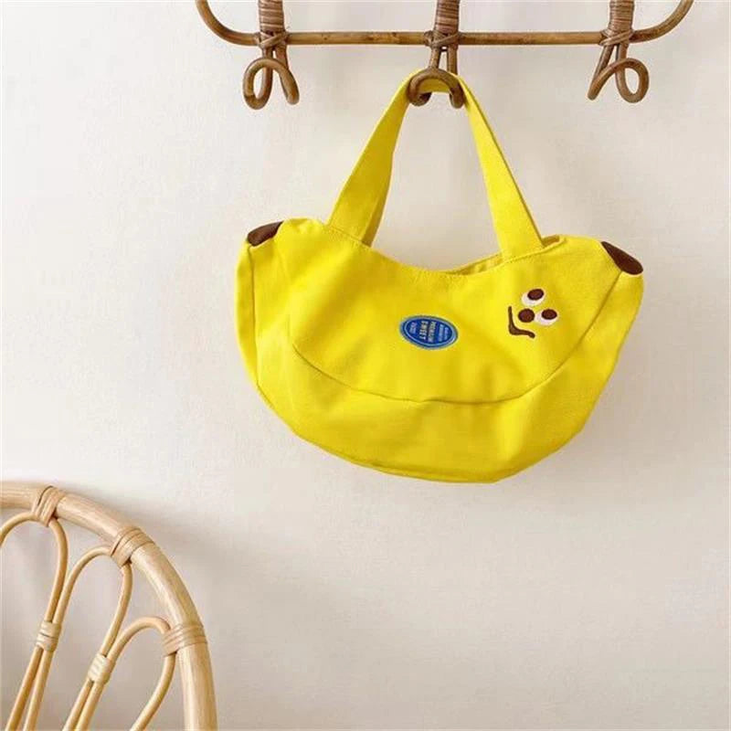 Hand Bag Cute Funny Banana Large Capacity Canvas Small Tote Bags Mother Kids Portable Shopping Purses Gift