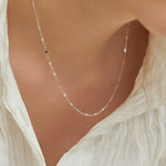 S925 Sterling Silver Necklaces For Women Simple Chain Fashion Minimalist Pendant Sparkling Birthday Gift