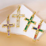 Religious Talisman Jewelry Accessories Handmade 18K Real Gold Plated Cz Paved Catholic Christian Cross