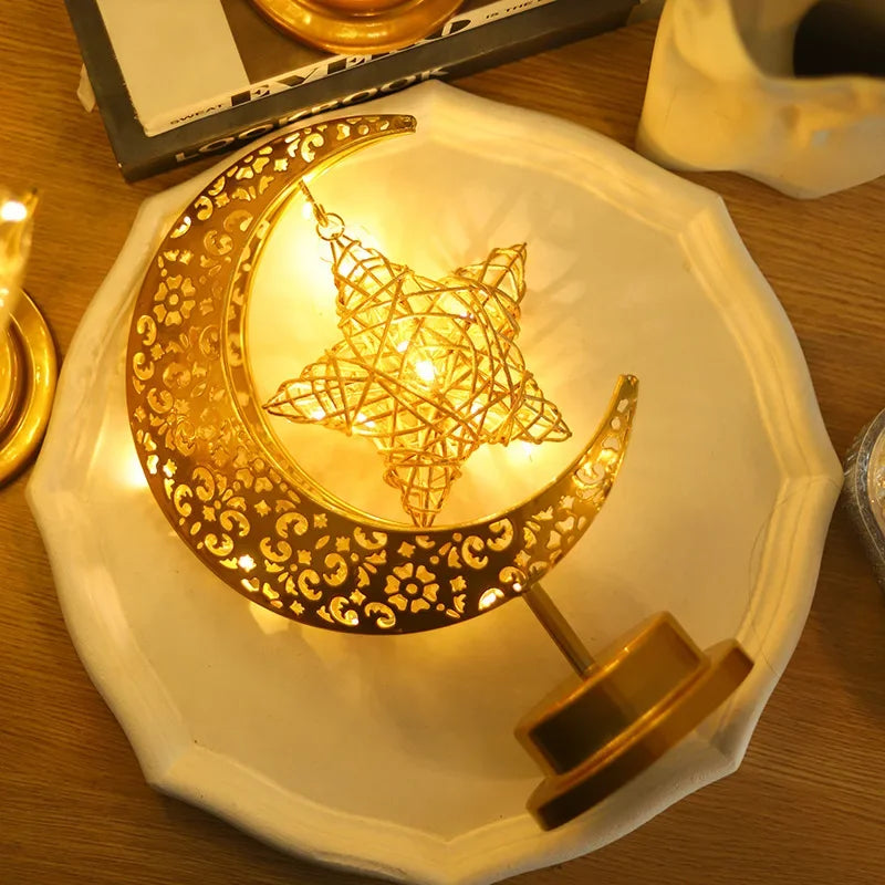 Ramadan Moon Led Light 2026 Eid Mubarak Decoration Metal Lamp