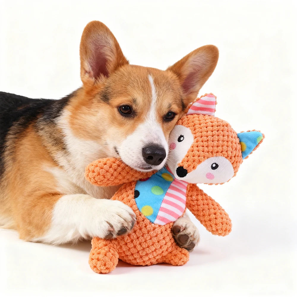 Pet Plush Toy Cat Dog Puzzle Toy Cute Animals Bite Resistant Interactive Squeaky Pet Dog Teeth Cleaning Chew Toy Pet Supplies