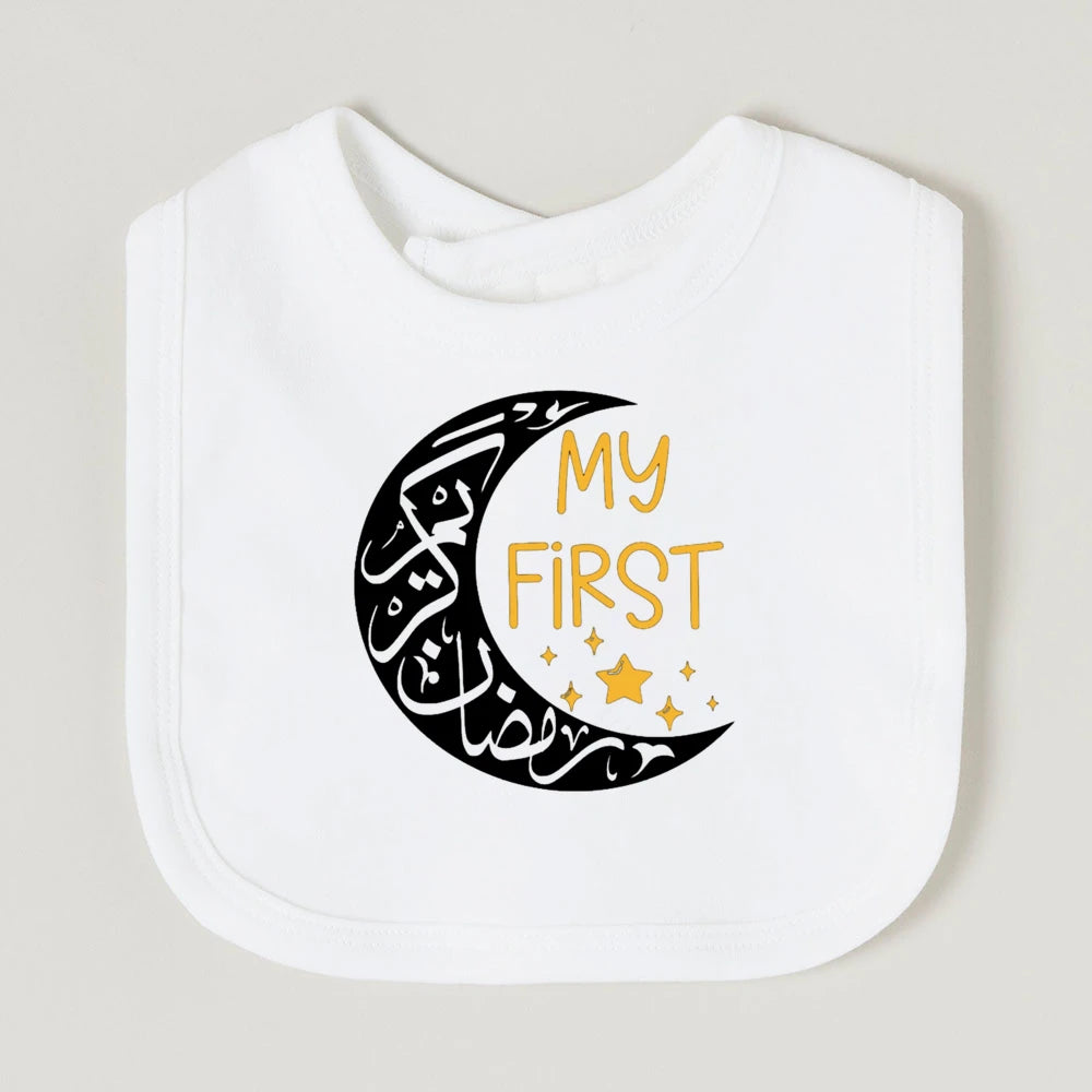 Moon Star My First Ramadan Baby Bibs Boys Girls Cotton Bib Newborn Saliva Bib Eid Mubarak Muslim Islamic Festival Keepsake Gift