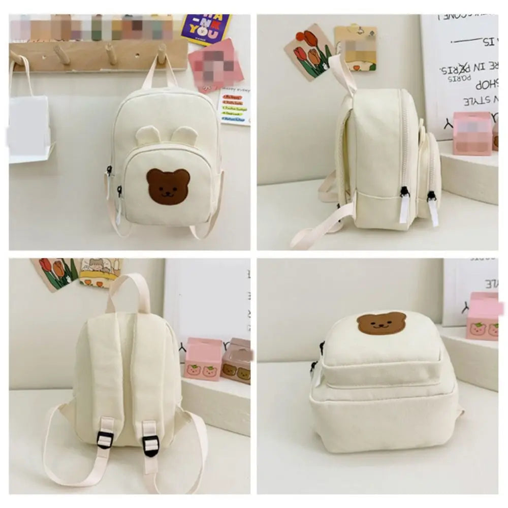 Cute Korean Kindergarten Schoolbag Canvas Cartoon Bear Children's Handbags.