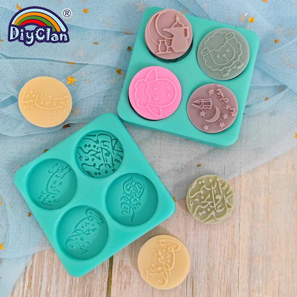 Ramadan Silicone Mold Muslim Arabic Script Moon Fondant Cake Decorating Tools Biscuit Dessert Sugar Craft Chocolate Baking Mould
