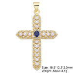 Religious Talisman Jewelry Accessories Handmade 18K Real Gold Plated Cz Paved Catholic Christian Cross