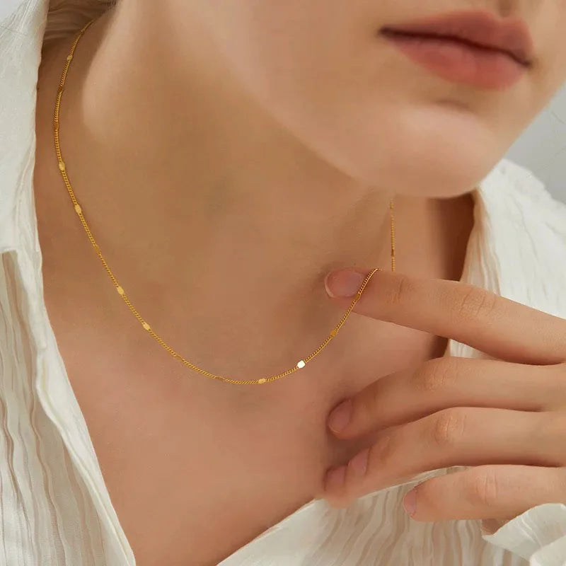 S925 Sterling Silver Necklaces For Women Simple Chain Fashion Minimalist Pendant Sparkling Birthday Gift