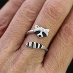 Animal Rings for Women Girls Lovely Open Raccoon Rings Snake Ring Fox Tail Ring for Wife Girlfriend Birthaday Gift