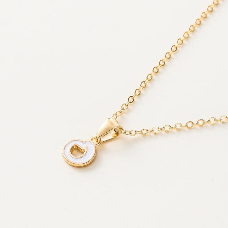Name Initial Necklace For Women Simple Enamel A-Z Alphabet Pendants Choker Letter Necklaces Fashion Clavicle Chain Jewelry Gifts