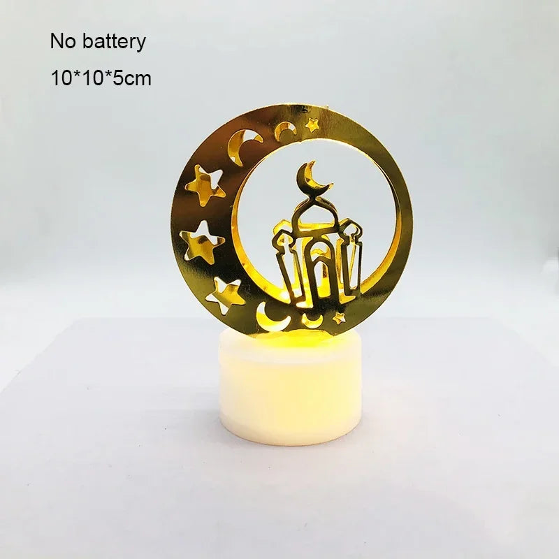 Ramadan Decoration Eid Mubarak Iron Candle LED Light Ornament Islam Muslim House Party Decoration Gift Not Include Battery
