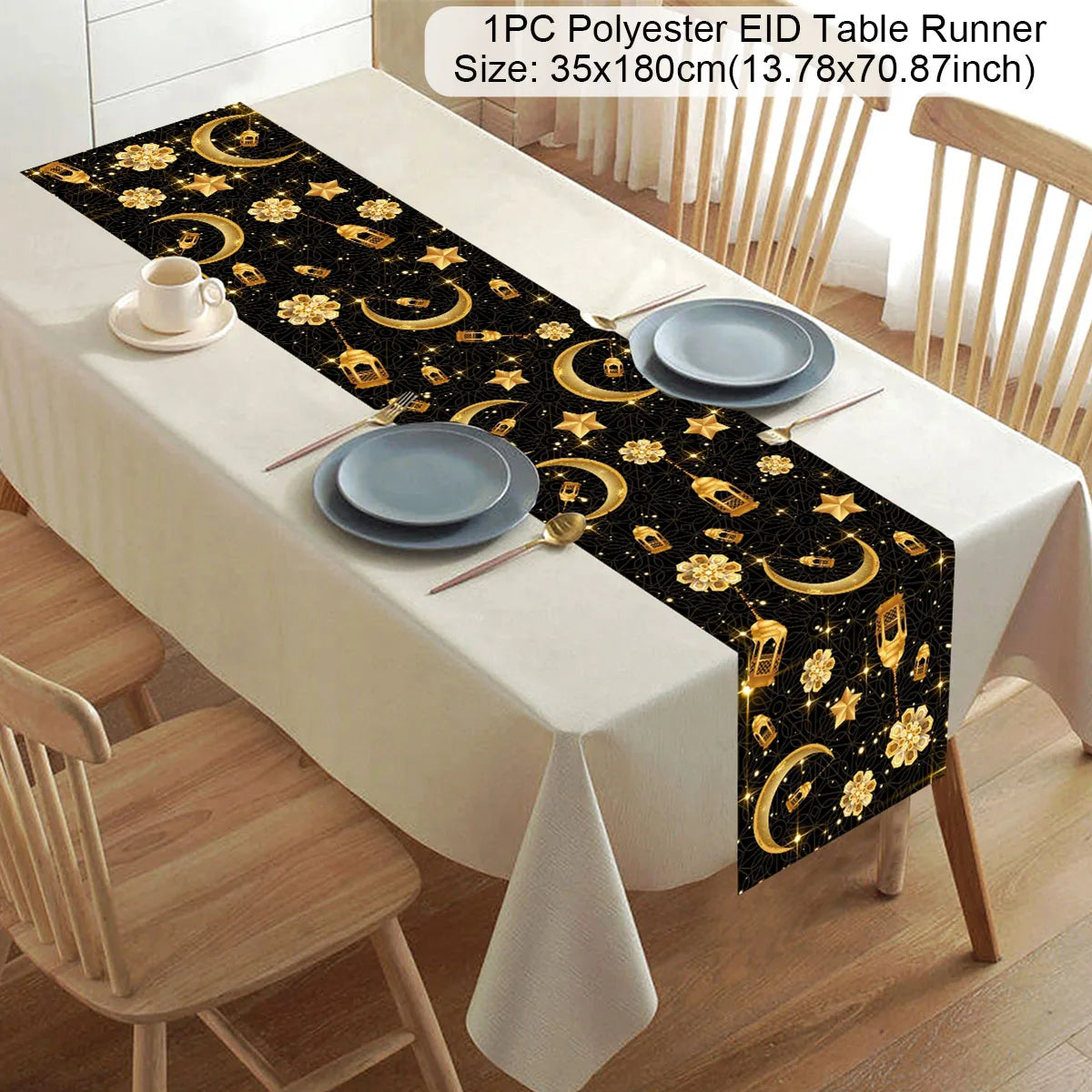 Ramadan Kareem Polyester Table Runner Decoration For Home Islamic Muslim Party Supplies Gift EID Mubarak